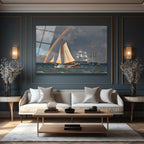 Denizdeki Gökkuşağı: Yelkenli Gemiler Cam Tablo