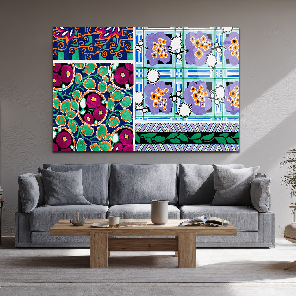 Canlı Renklerle Eclectic Desenler Cam Tablo - Glazella Sanat Koleksiyonu