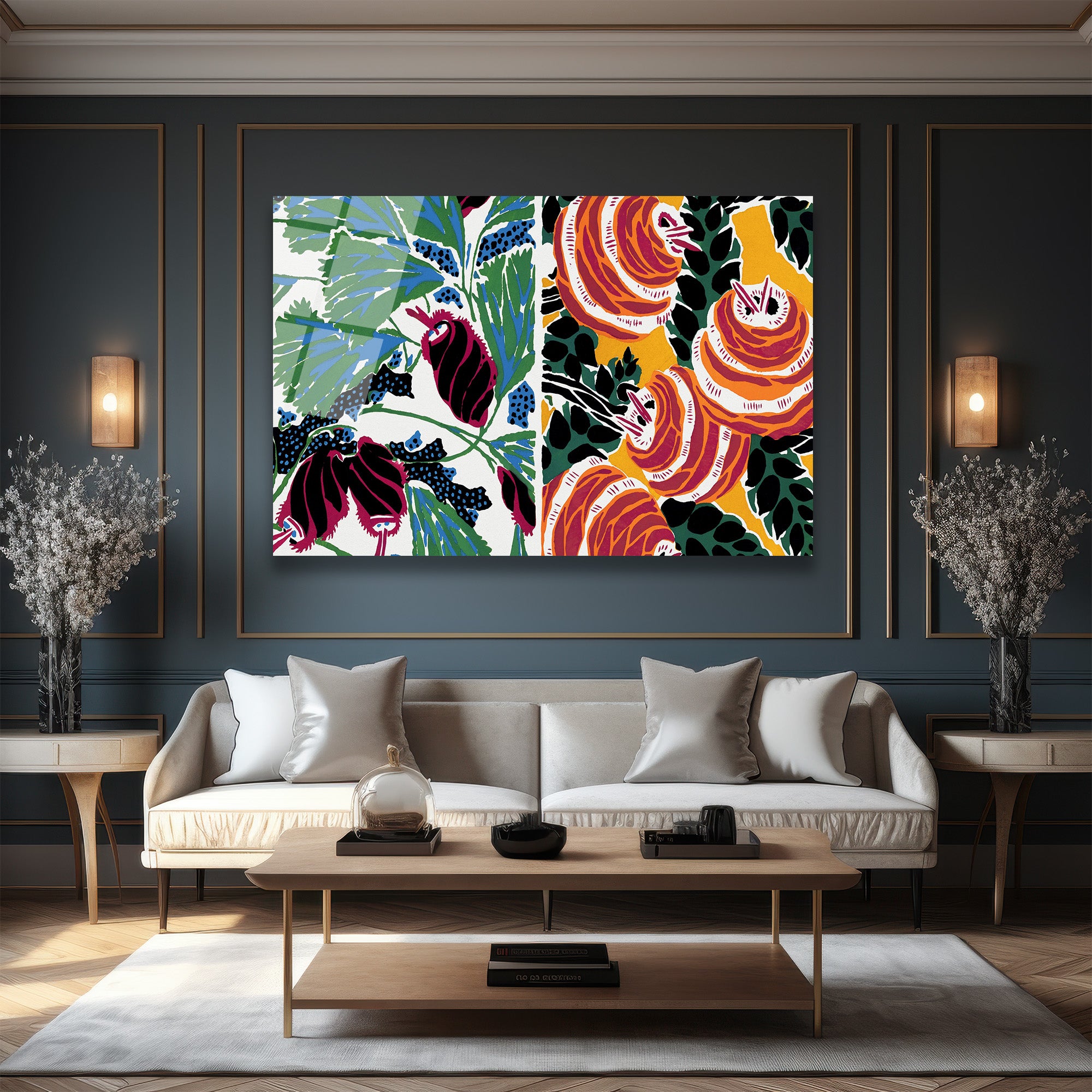Soyut Desenler Canlı Renkler Modern Cam Tablo