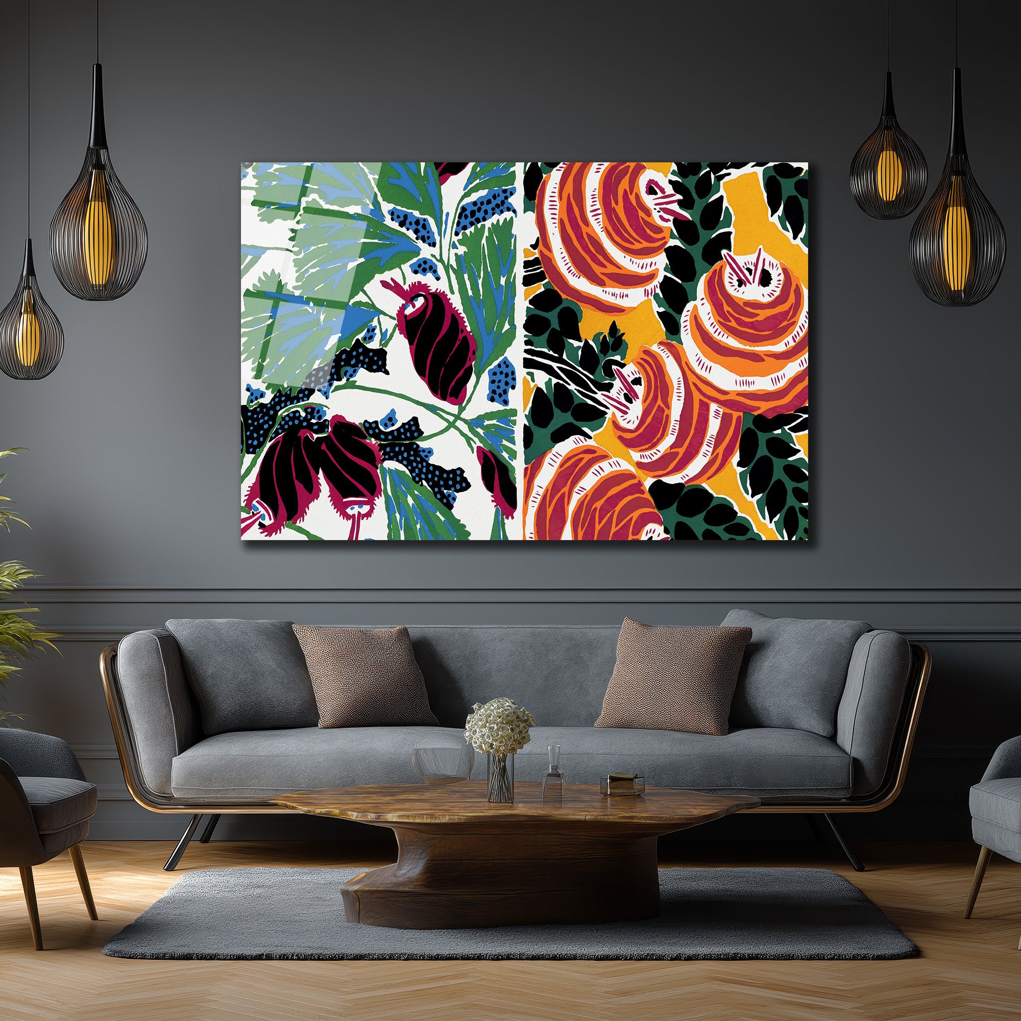 Soyut Desenler Canlı Renkler Modern Cam Tablo