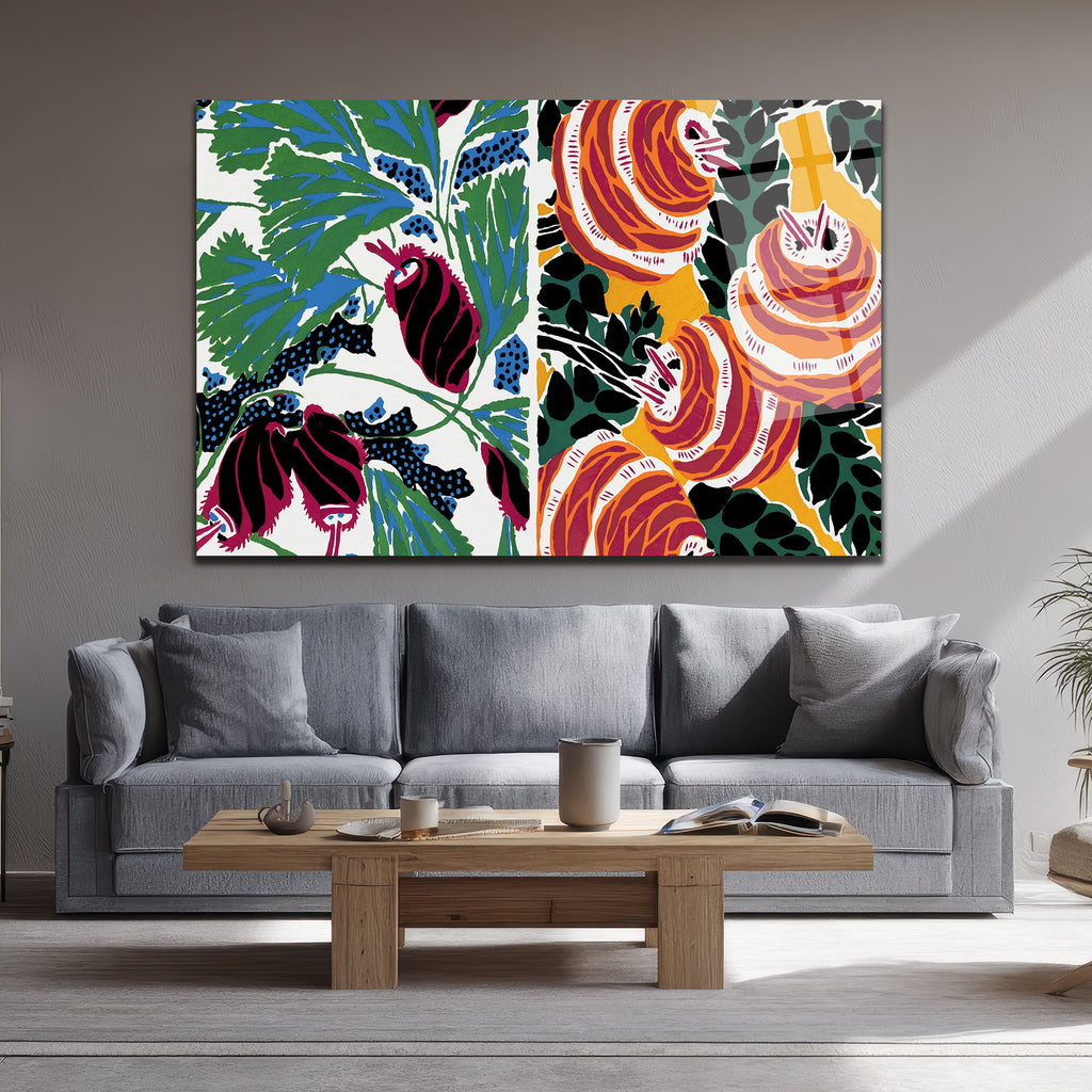 Soyut Desenler Canlı Renkler Modern Cam Tablo