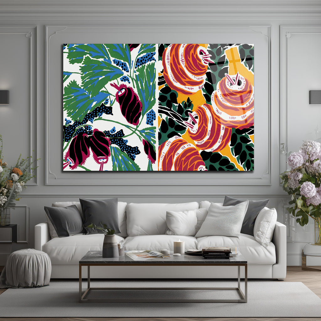Soyut Desenler Canlı Renkler Modern Cam Tablo