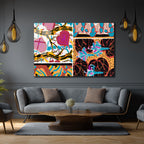 Vibrant Soyut Desenler Cam Tablo - Glazella Özel Koleksiyon