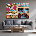 Vibrant Soyut Desenler Cam Tablo - Glazella Özel Koleksiyon