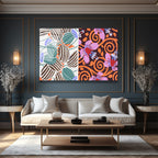 Art Nouveau Çifte Desen Botanik ve Çiçekli Modern Cam Tablo