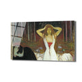 Edvard Munch'un dışavurumcu tarzda resmettiği, ormanlık alanda başını elleri arasına almış, beyaz elbiseli bir kadın ve yerde yatan bir erkeğin bulunduğu dramatik bir sahneyi gösteren cam tablo.