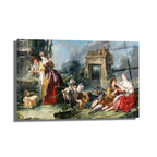 Rococo Pastoral Sahne Cam Tablo - Romantik Köy Hayatı Duvar Sanatı