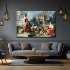 Rococo Pastoral Sahne Cam Tablo - Romantik Köy Hayatı Duvar Sanatı