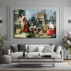 Rococo Pastoral Sahne Cam Tablo - Romantik Köy Hayatı Duvar Sanatı
