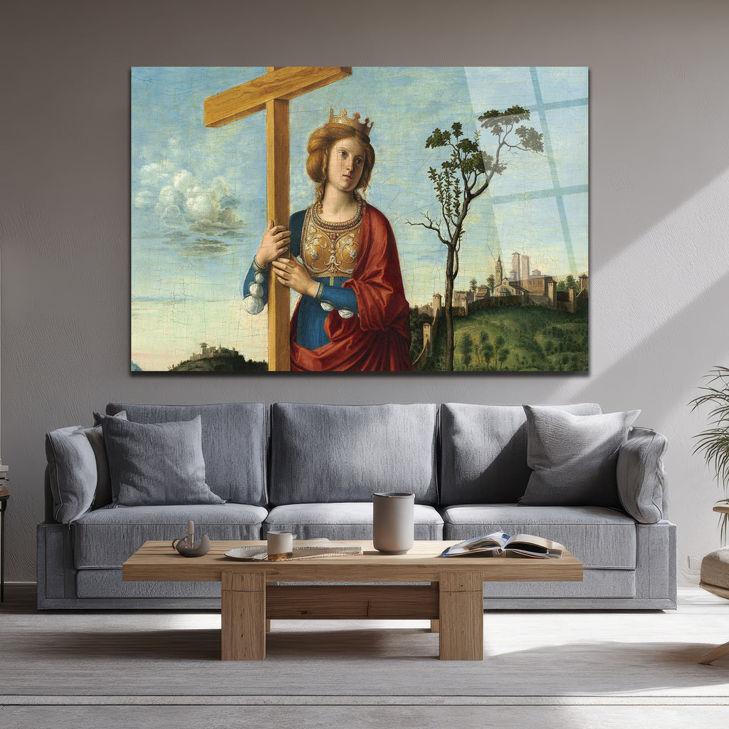 Rönesans Kraliçesi ve Haç Temalı Sanat Cam Tablo