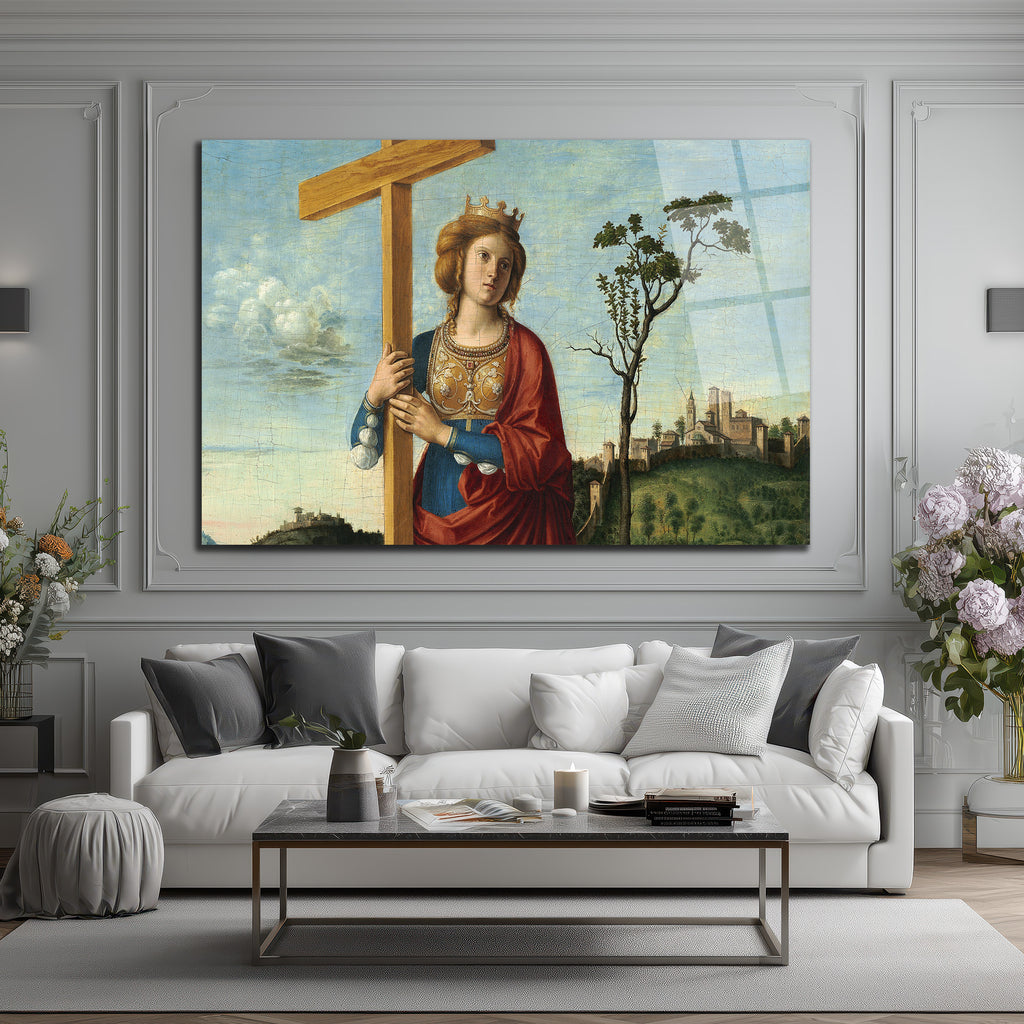 Rönesans Kraliçesi ve Haç Temalı Sanat Cam Tablo