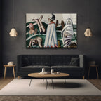 Yüzücüler ve Deniz: Modern Sanat Cam Tablo