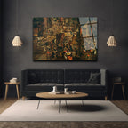 Bruegel Esintili Köy Şenliği Sanatı Cam Tablo