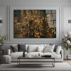 Bruegel Esintili Köy Şenliği Sanatı Cam Tablo