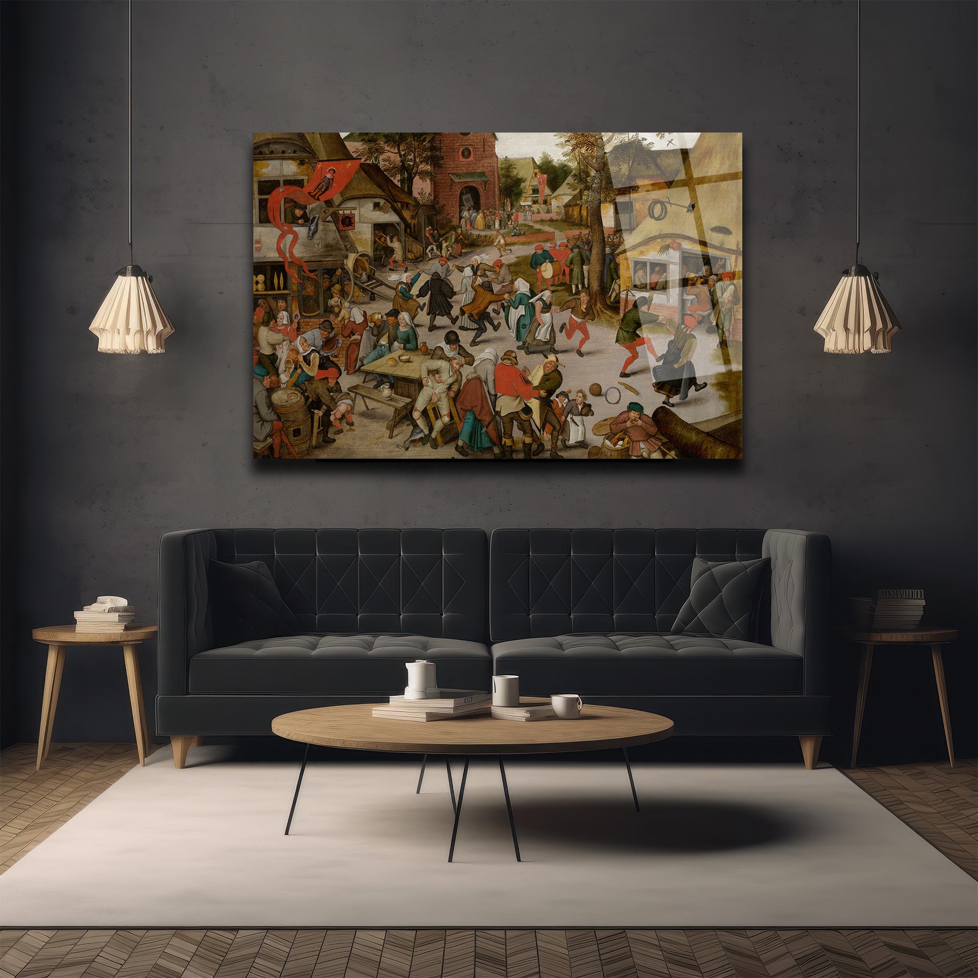 Bruegel'den Köylü Dansı Şaheseri Cam Tablo