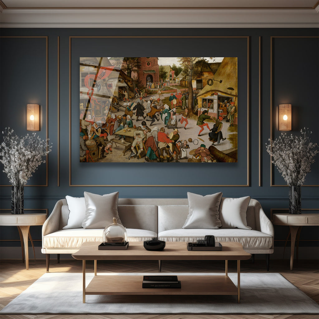 Bruegel'den Köylü Dansı Şaheseri Cam Tablo