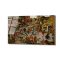Pieter Bruegel'in 'Köylü Dansı' tablosu, kalabalık bir köy meydanında müzik eşliğinde dans eden, yemek yiyen ve sosyalleşen köylüleri gösteren canlı ve detaylı bir sahne.