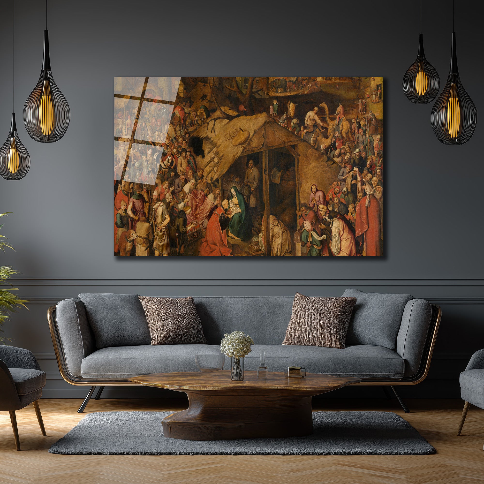Bruegel'den Muhteşem Doğuş Sahnesi Cam Tablo - Sanatsal Duvar Dekoru