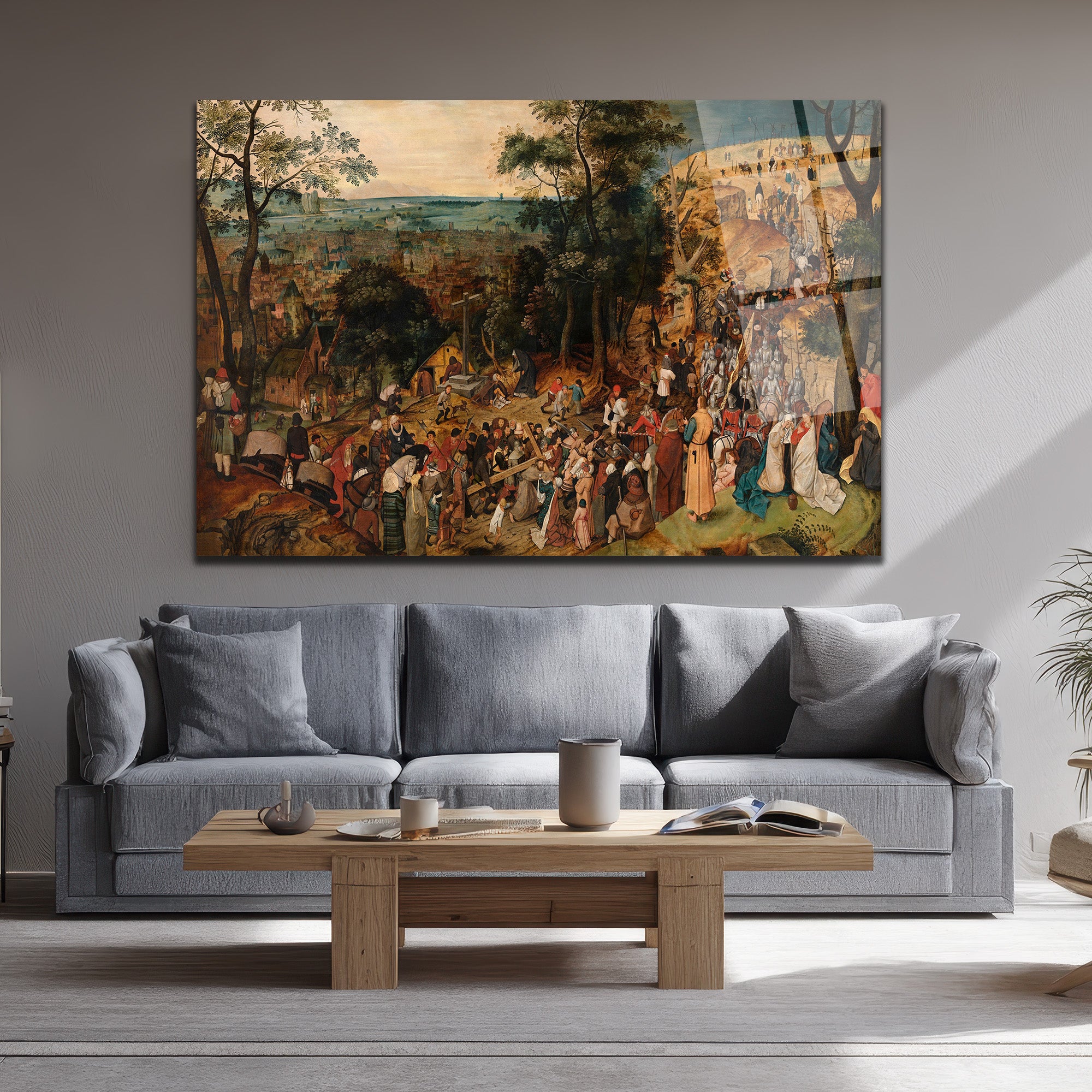 Bruegel Esintili Tarihi Kalabalık Sahne Cam Tablo