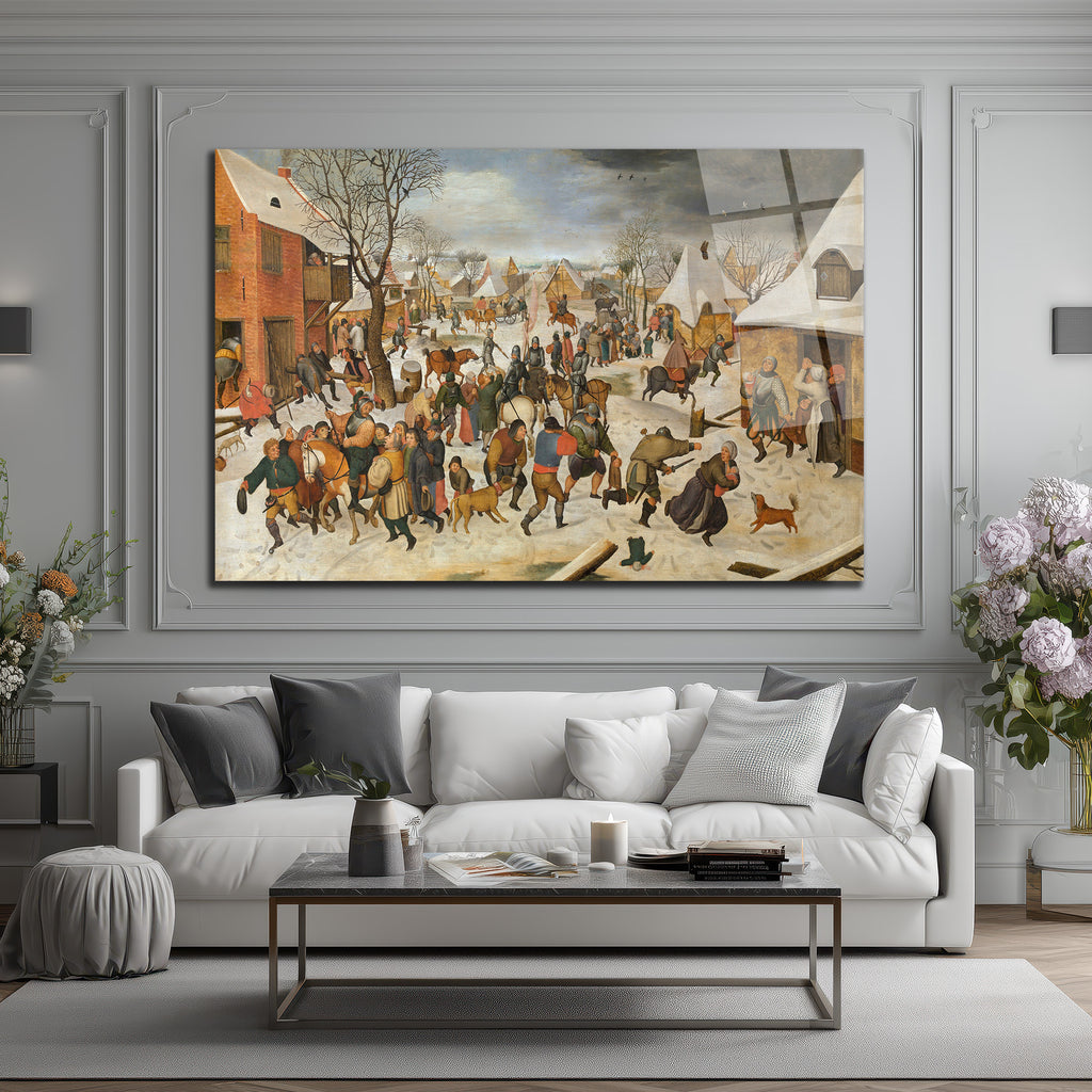 Kış Köyü Senfonisi: Bruegel Tarzı Sanatsal Cam Tablo