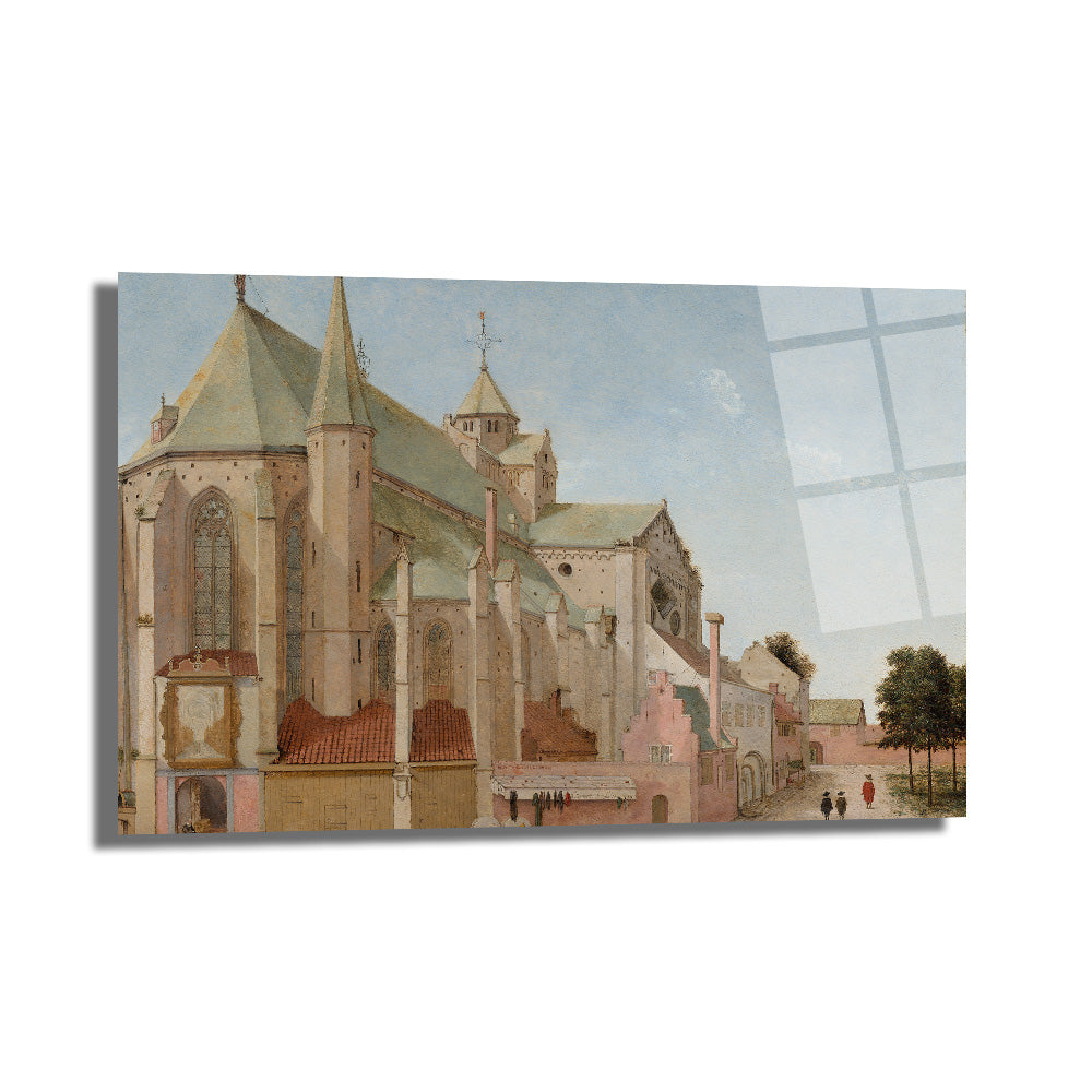 Tarihi Şehir Gotik Kilise Manzarası Cam Tablo