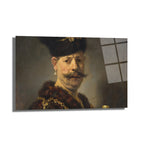 Rembrandt Stili Bıyıklı Adam Portresi Cam Tablo