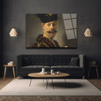 Rembrandt Stili Bıyıklı Adam Portresi Cam Tablo