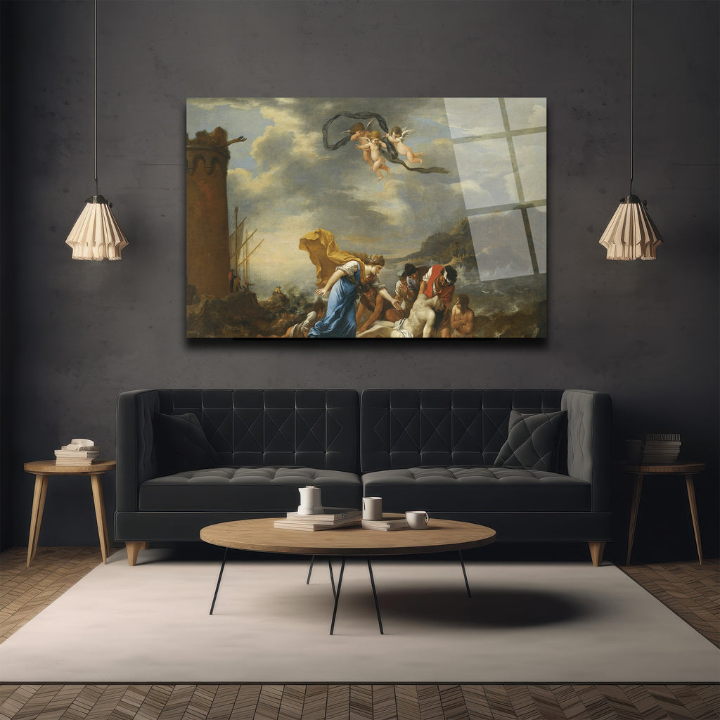 Fırtınada Kurtuluş Temalı Barok Sanat Cam Tablo