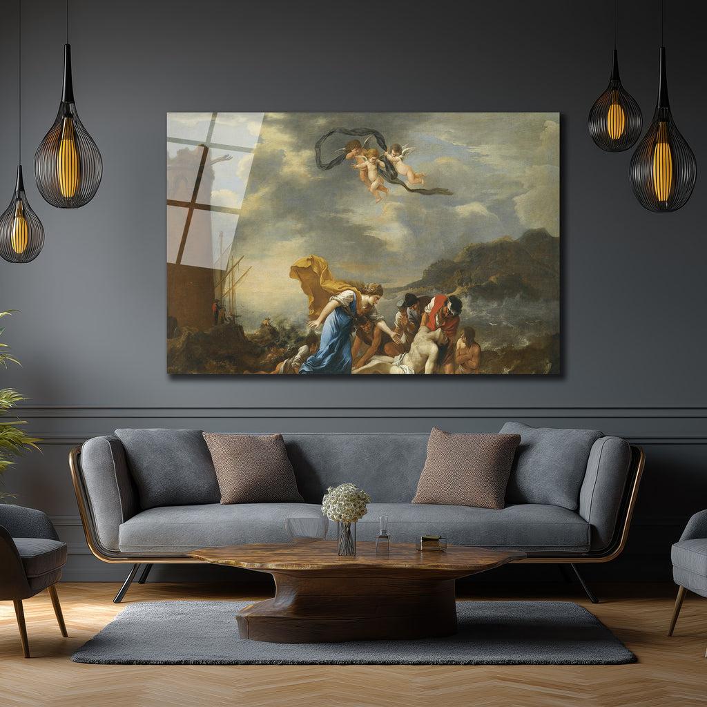Fırtınada Kurtuluş Temalı Barok Sanat Cam Tablo