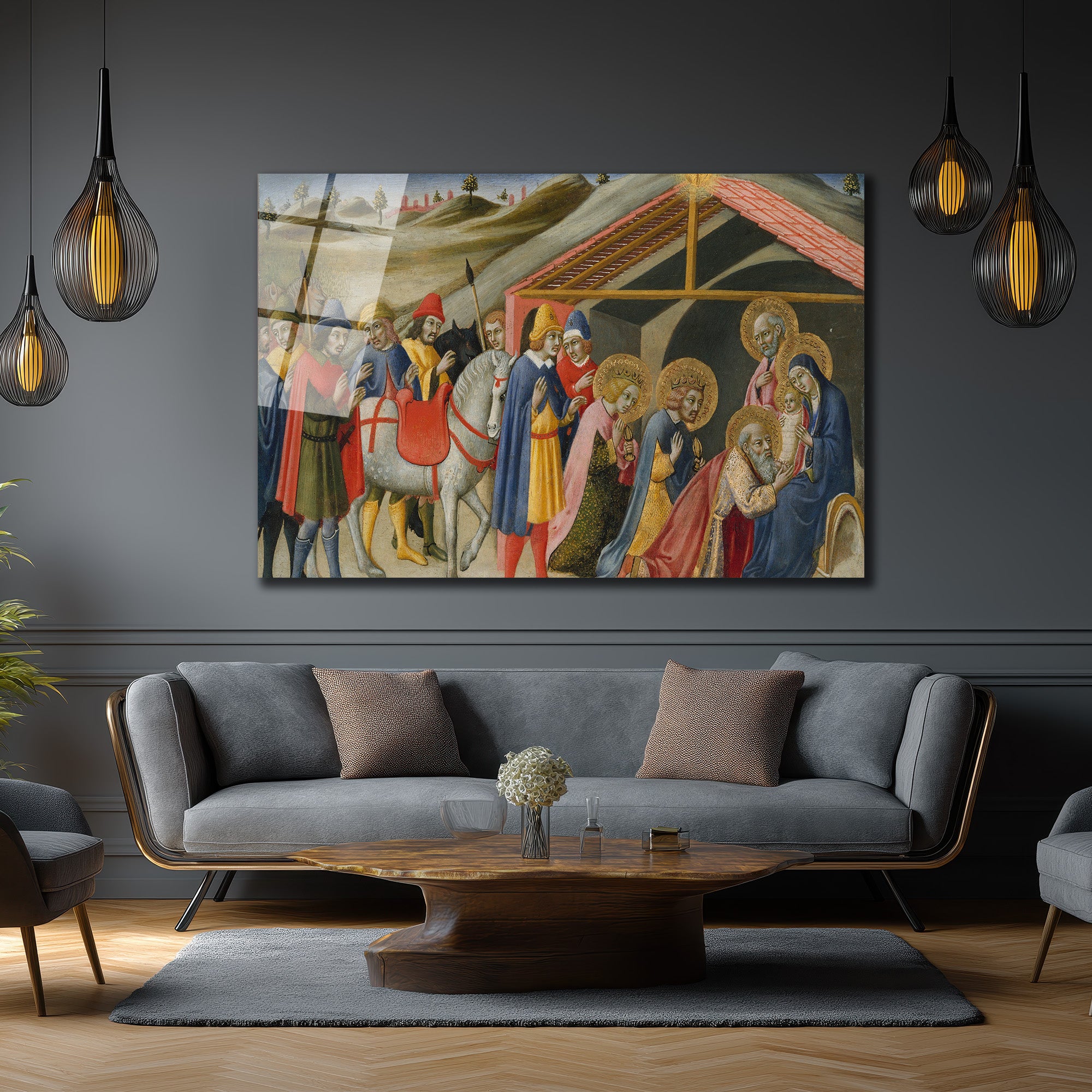 Magi'nin Tapınması Klasik Sanat Temalı Premium Cam Tablo