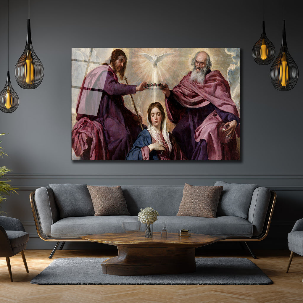 Meryem'in Taç Giymesi Klasik Sanat Cam Tablo