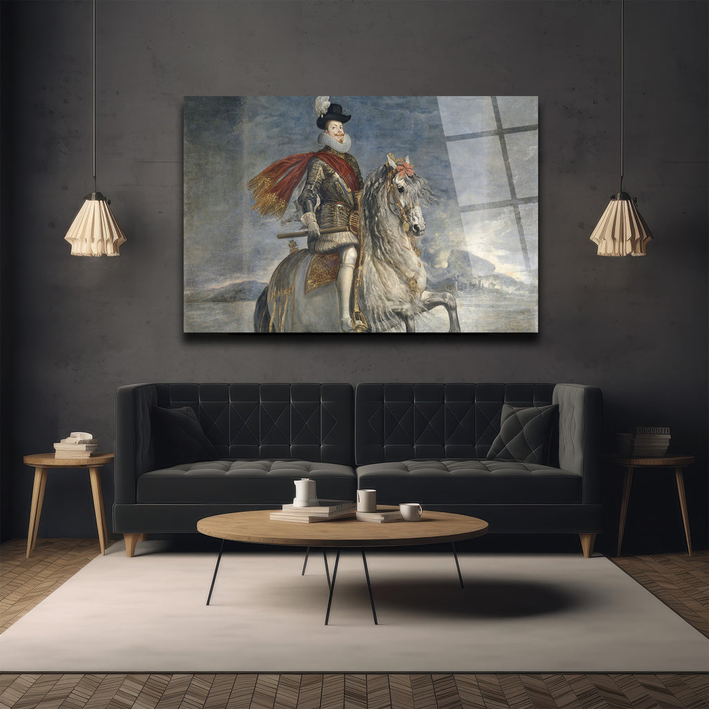 Asil Süvari Kral Portresi Cam Tablo - Tarihi Sanat Eseri