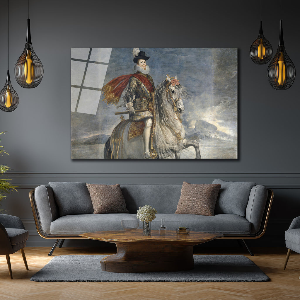 Asil Süvari Kral Portresi Cam Tablo - Tarihi Sanat Eseri