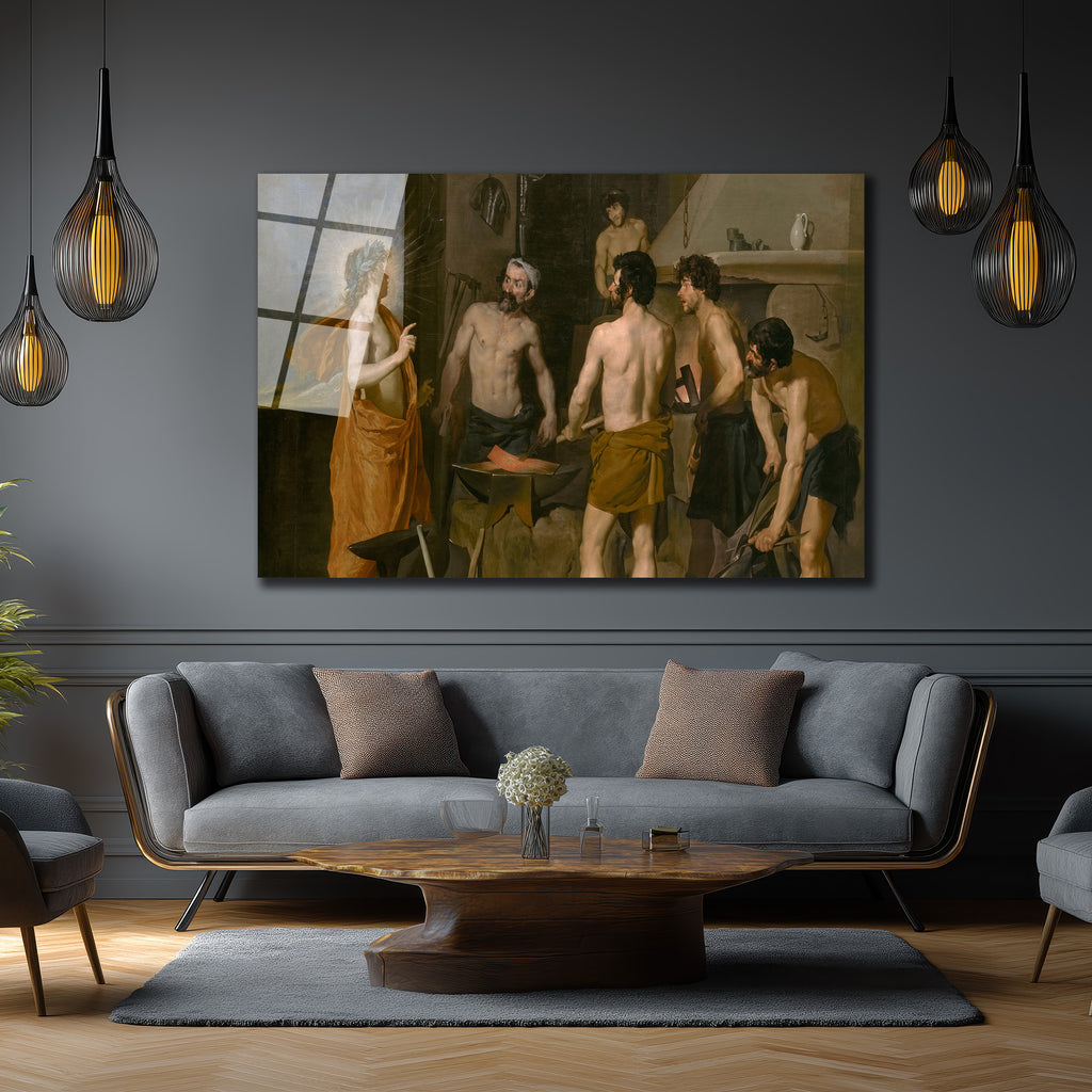 Mitolojik Güç ve Sanat: Vulcan'ın Demircileri Cam Tablo