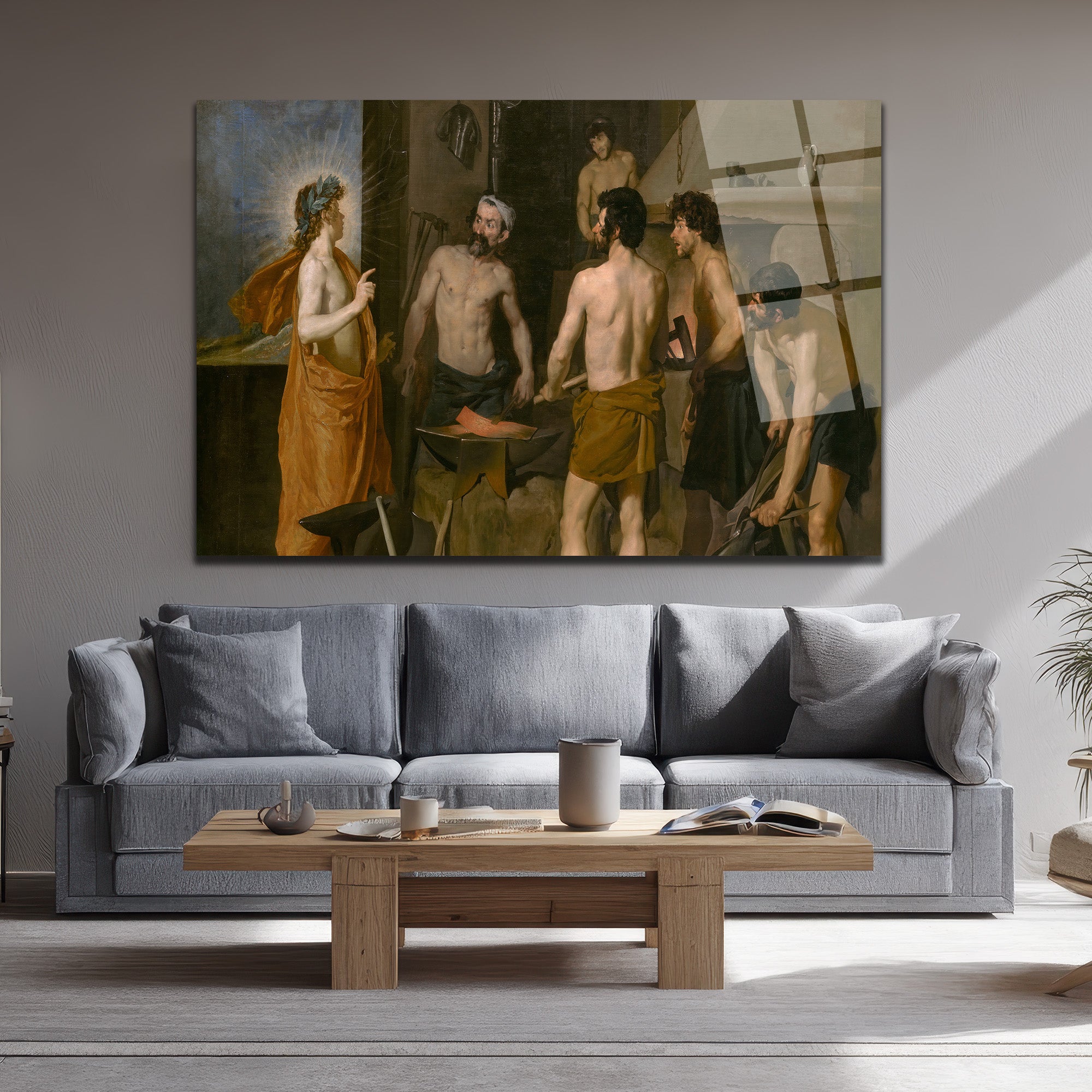 Mitolojik Güç ve Sanat: Vulcan'ın Demircileri Cam Tablo