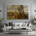 Barok Sanatından Esintiler: Dramatik Kervan Sahnesi Cam Tablo