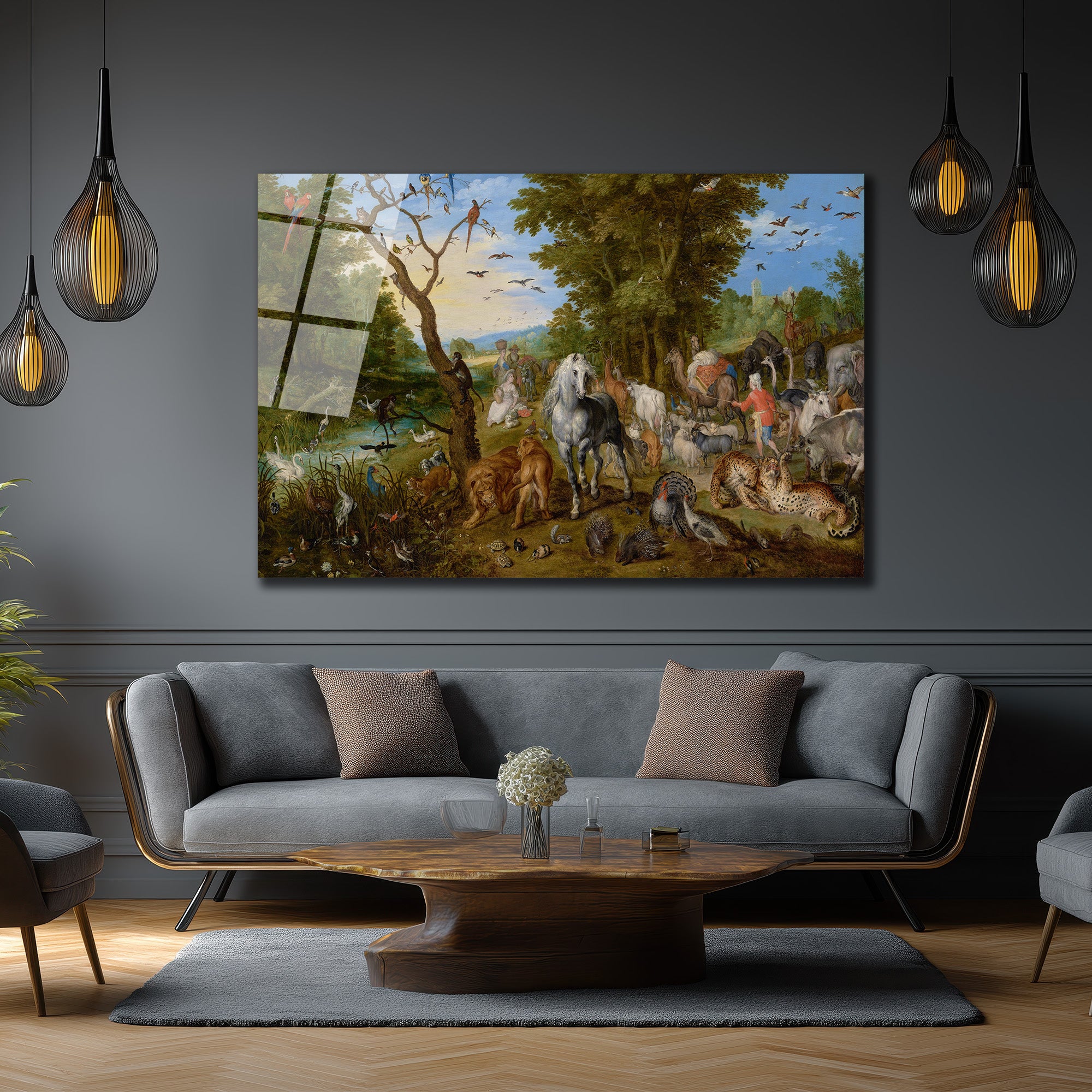 Nuh'un Gemisi: Tüm Canlılar Klasik Sanat Cam Tablo