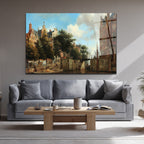 Hollanda Kanal Manzarası Klasik Sanat Cam Tablo