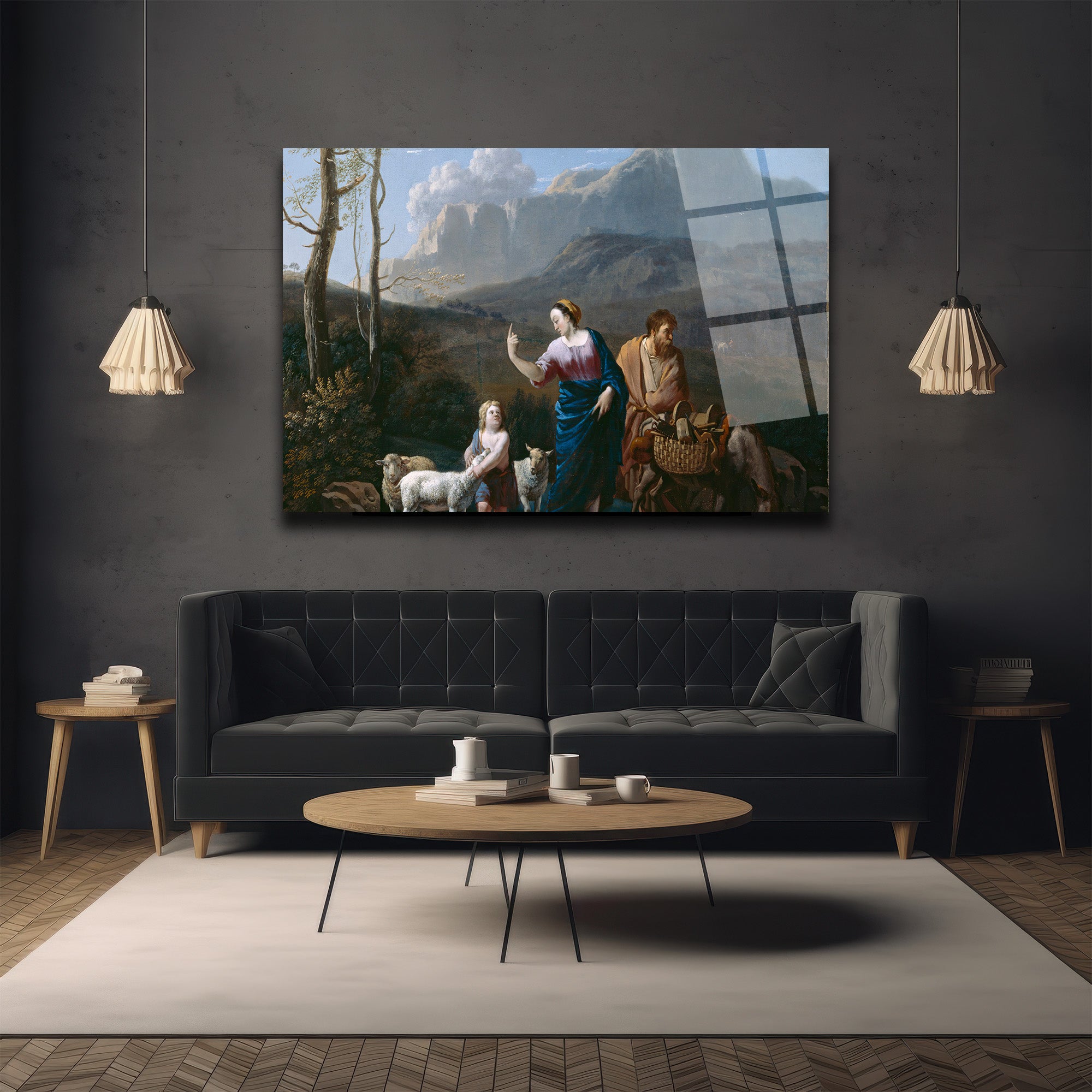 Antik Hikaye: Pastoral Manzaralı Temperli Cam Tablo