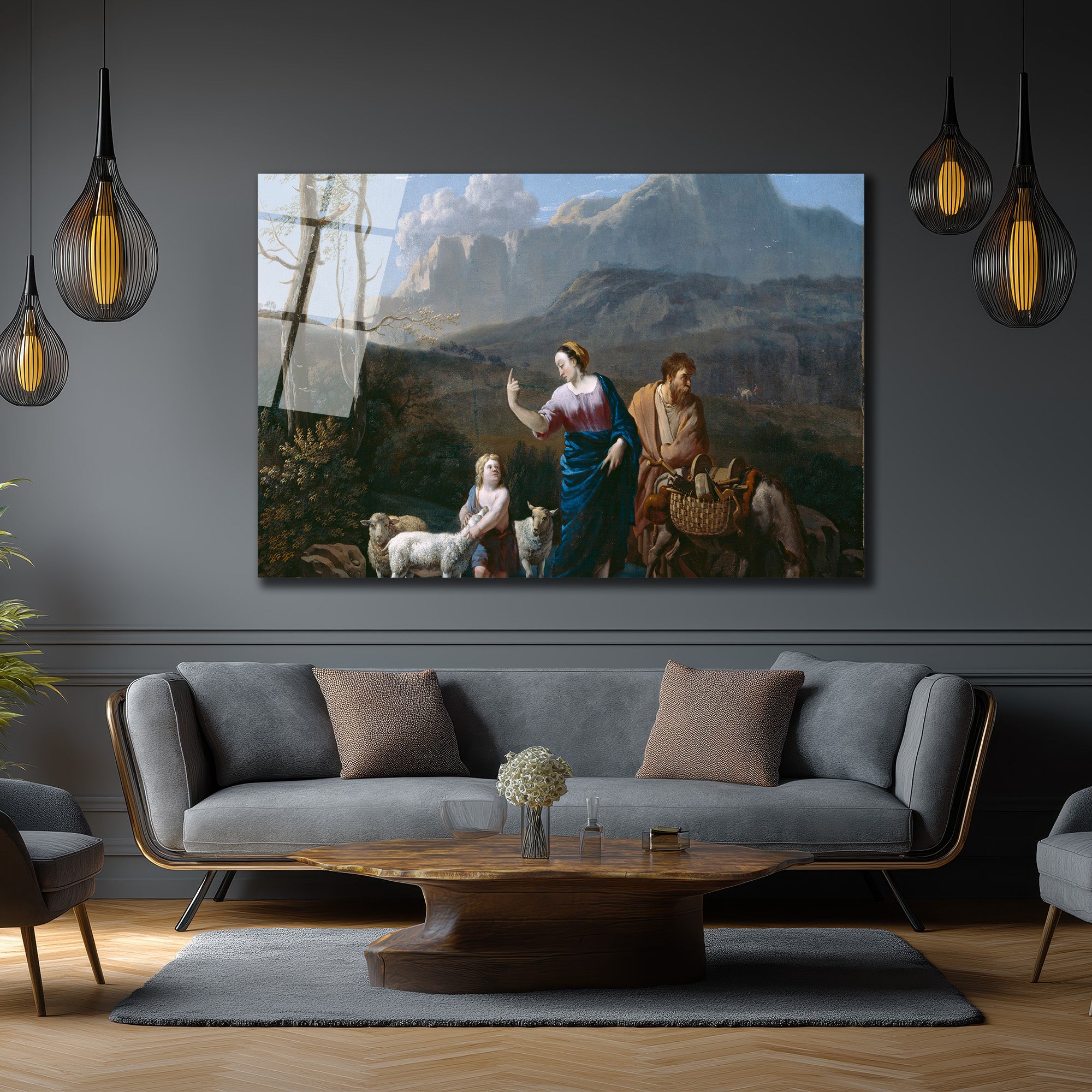 Antik Hikaye: Pastoral Manzaralı Temperli Cam Tablo