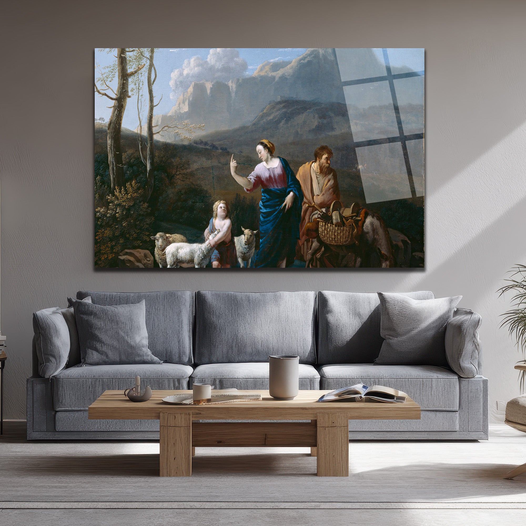 Antik Hikaye: Pastoral Manzaralı Temperli Cam Tablo