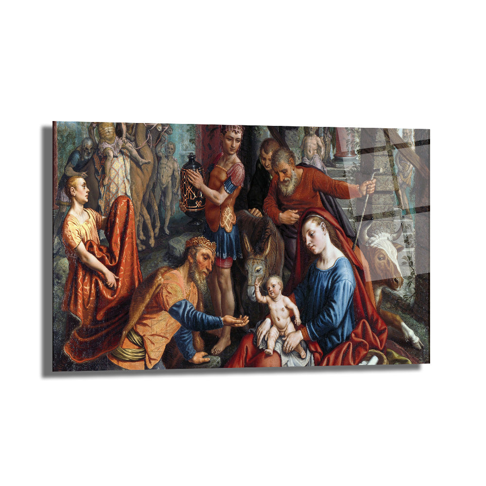 Magi'nin Tapınması Klasik Sanat Cam Tablo