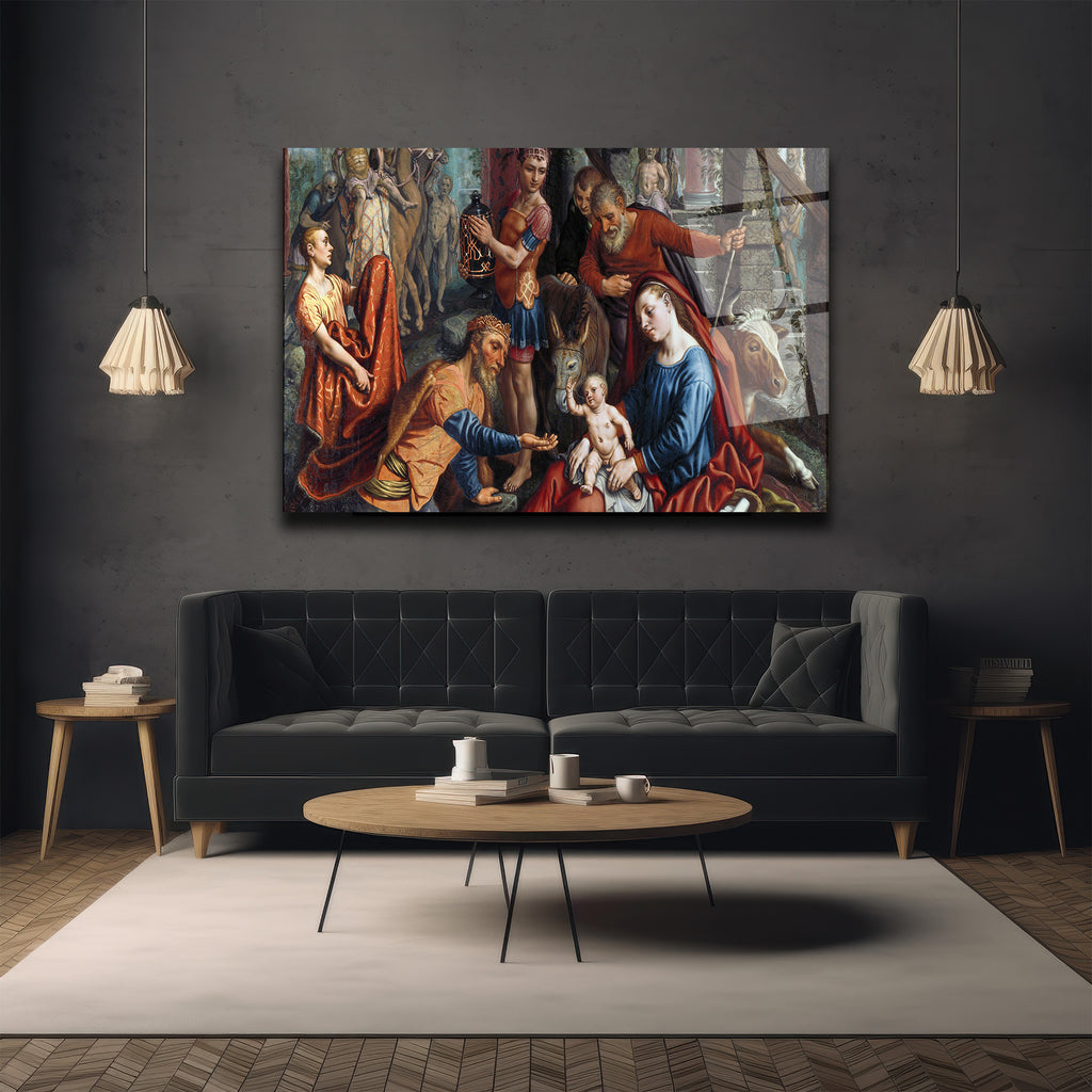 Magi'nin Tapınması Klasik Sanat Cam Tablo
