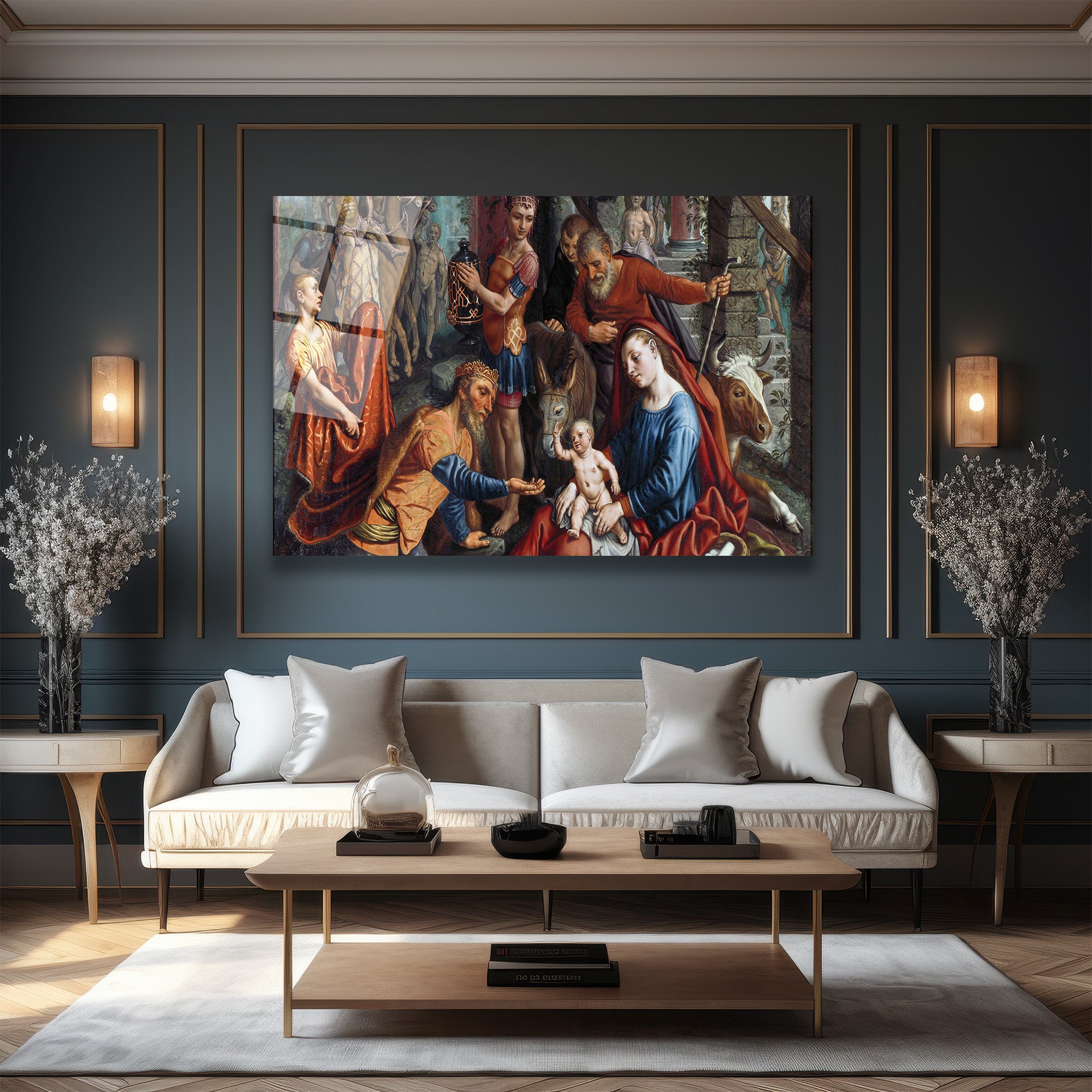 Magi'nin Tapınması Klasik Sanat Cam Tablo