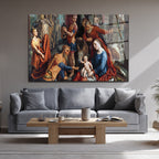 Magi'nin Tapınması Klasik Sanat Cam Tablo