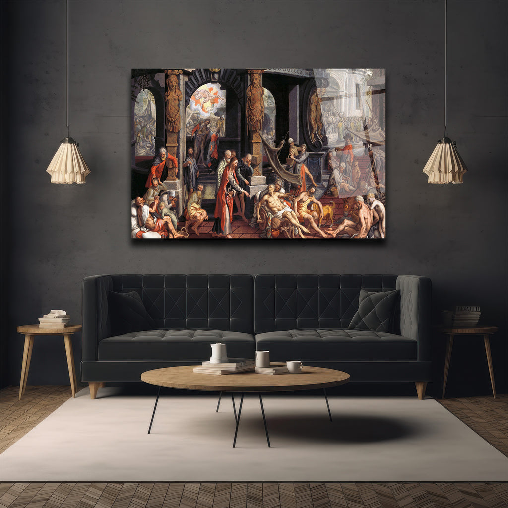 İsa'nın Şifa Mucizesi Barok Sanat Cam Tablo - Ruhani Dokunuş
