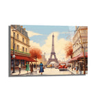 Eiffel Kulesi Manzaralı Paris Sokağı Sanat Cam Tablo