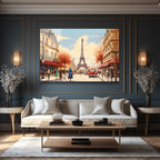 Eiffel Kulesi Manzaralı Paris Sokağı Sanat Cam Tablo