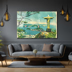 Rio de Janeiro İsa Heykeli Vintage Cam Tablo