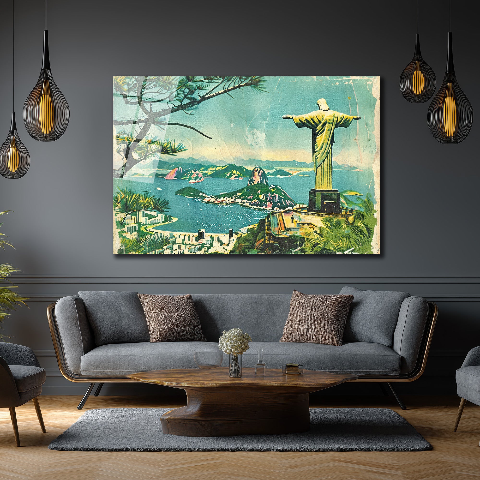 Rio de Janeiro İsa Heykeli Vintage Cam Tablo